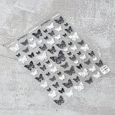 white and black butterfly nail sticker